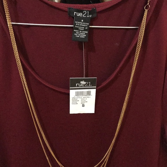 Rue 21 - Long sleeve maroon/burgundy dress - Picture 2 of 5